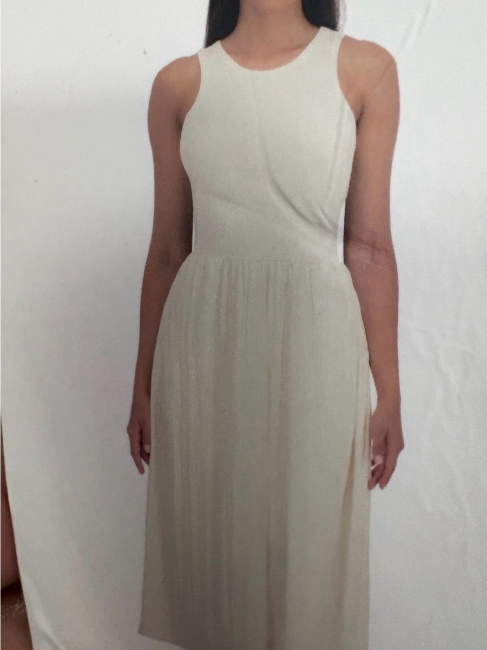 DKNY Cream Sleeveless Midi Dress